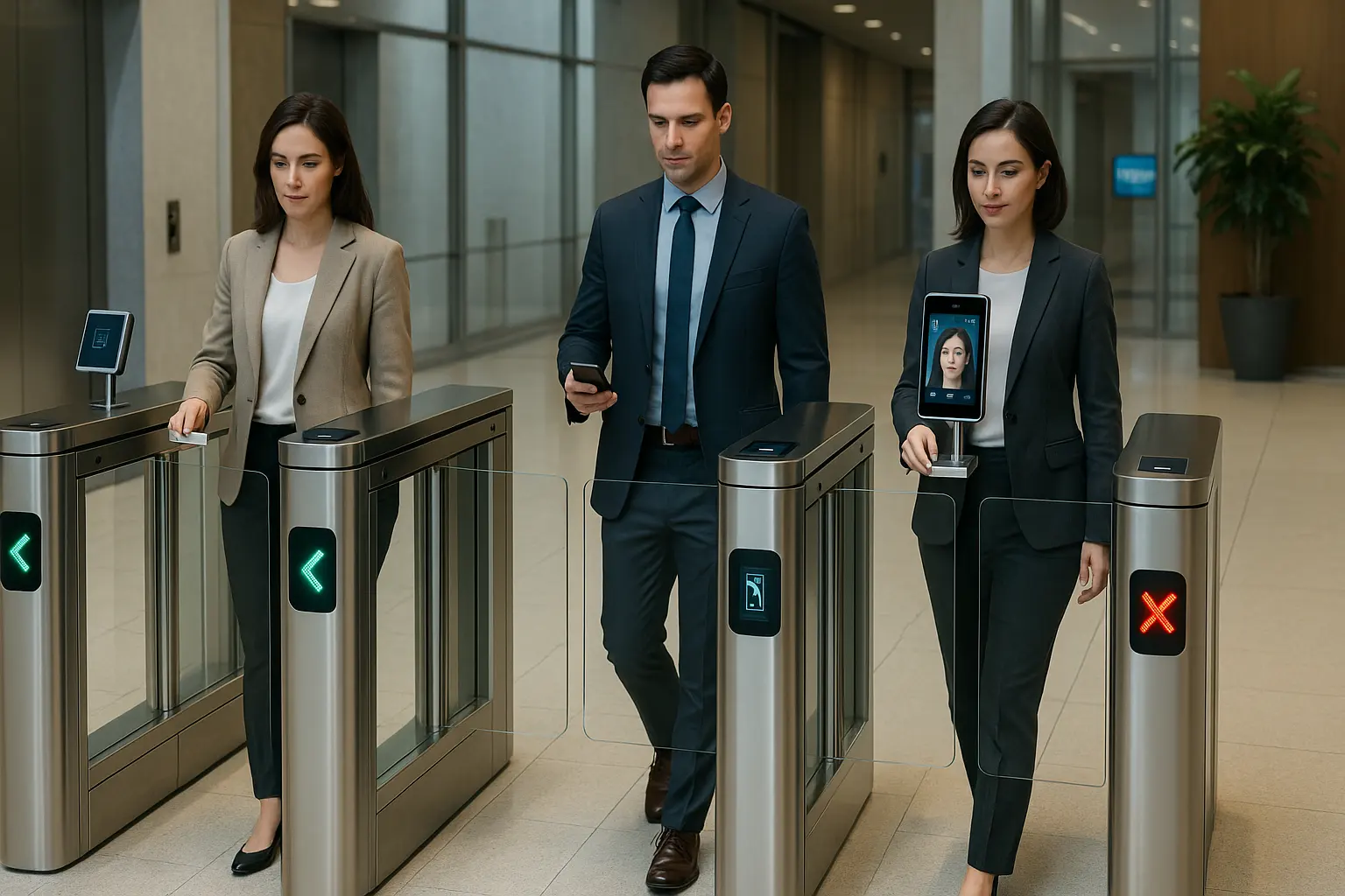 オフィスビルの歩行者改札機